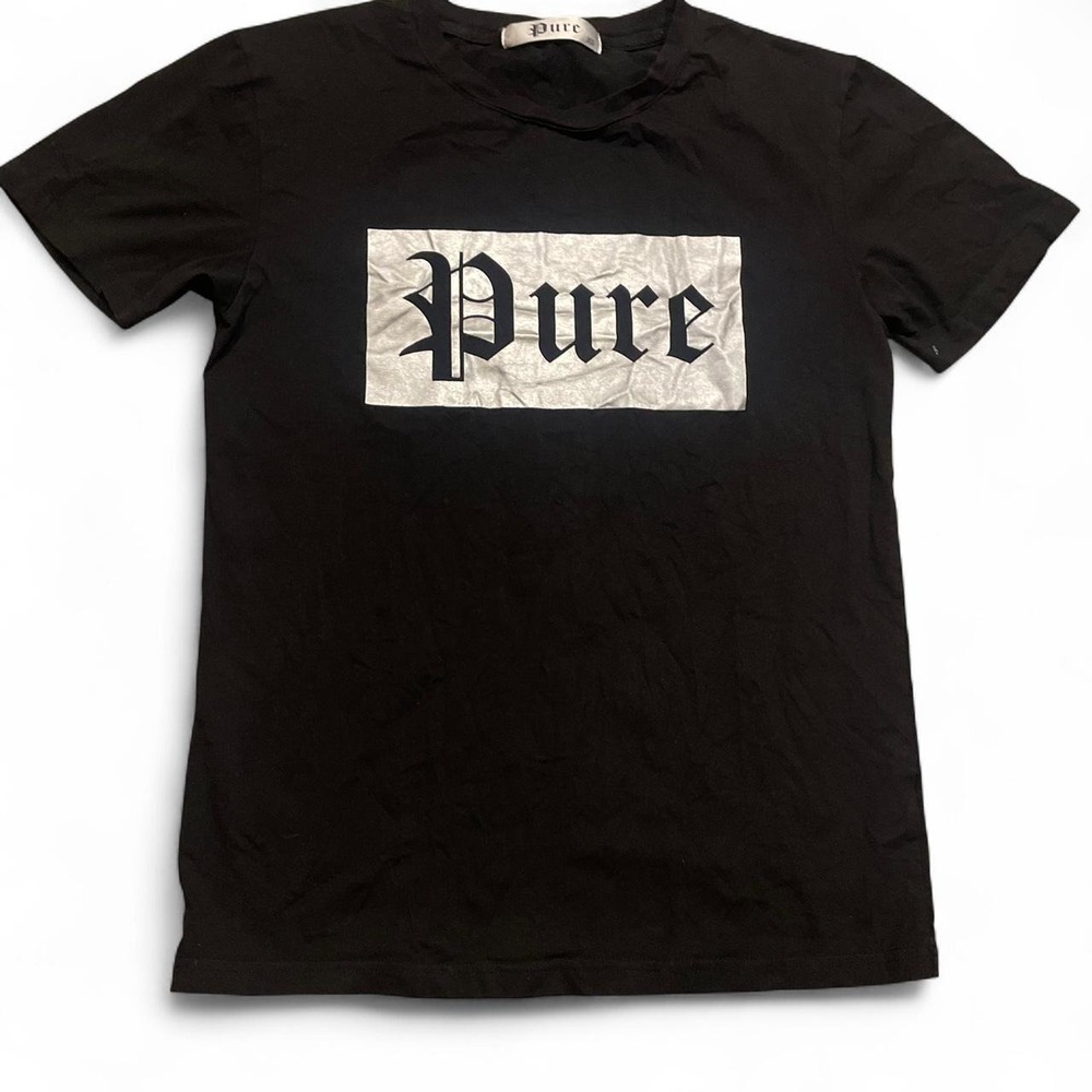 Pure black t-shirt with white rectangular graphic